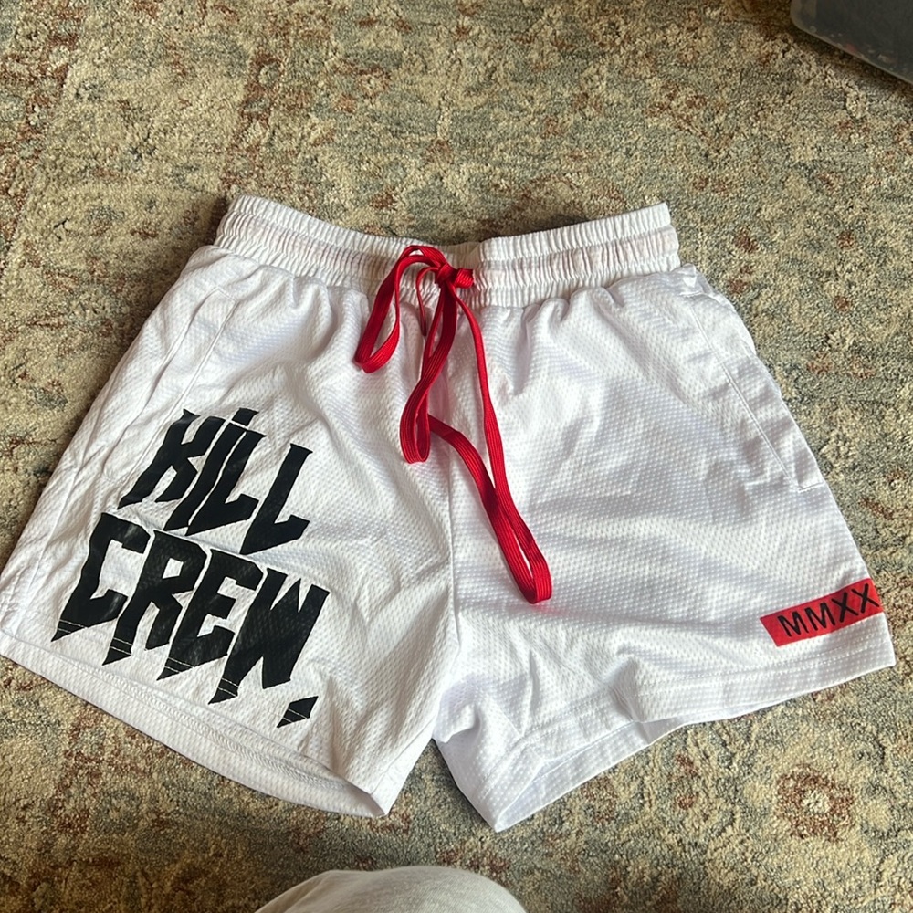 Kill Crew White and Red Athletic Shorts